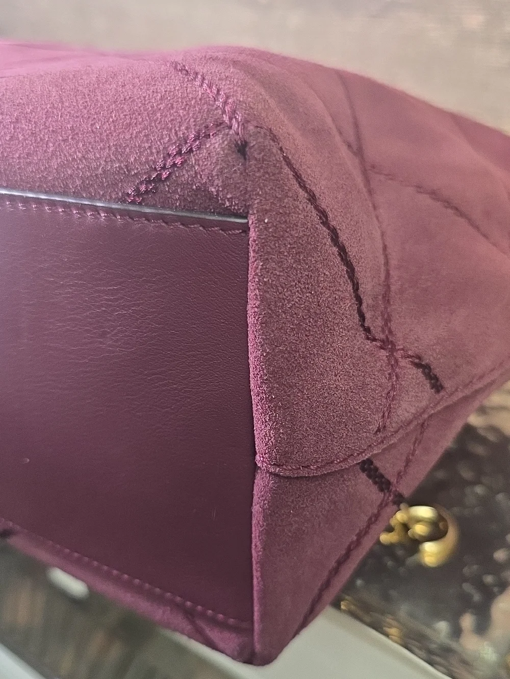Tory Burch Frida Stitched Suede Satchel, EUC